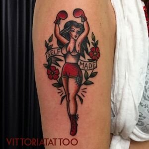 oldschool boxing pin-up tattoo
