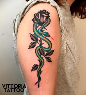 snake and rose tattoo