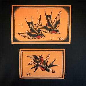 flash swallow tattoo