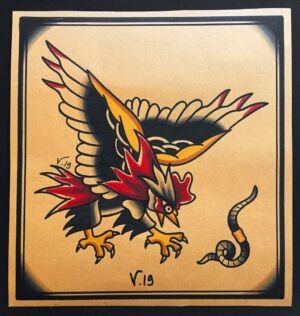 oldschool rooster flash tattoo by vittoria